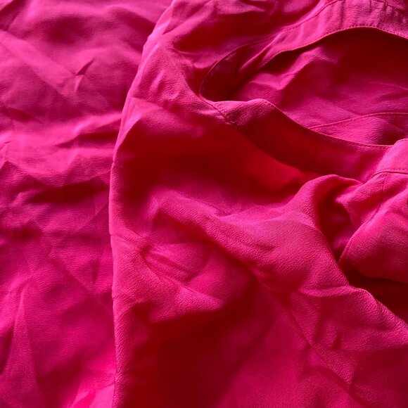 Vintage Onde 100% Silk Blouse Size 6 Hot Pink Button Back Short Sleeve Top - Picture 7 of 7